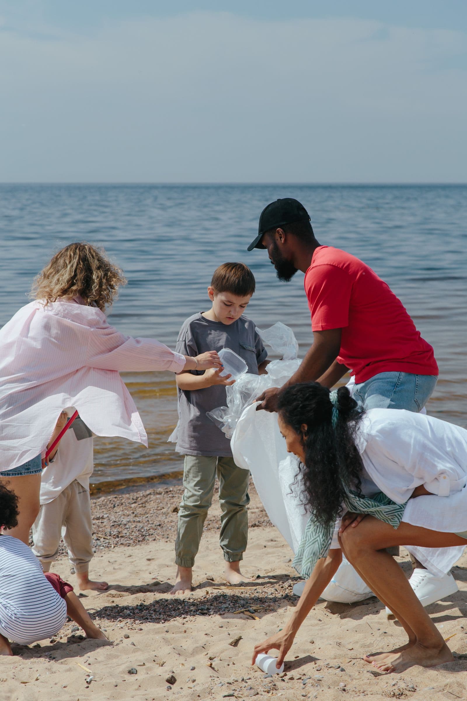 Community cleanup on the shoreline